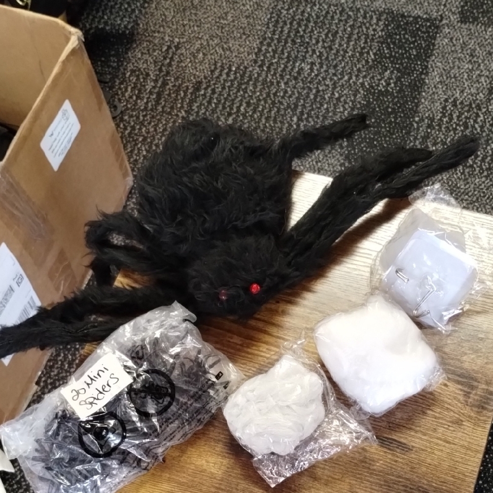 Black Furry Spider Halloween Decor